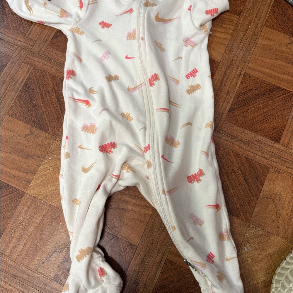 Nike Cream and Pink Bodysuit with Cozy Full-Length Design